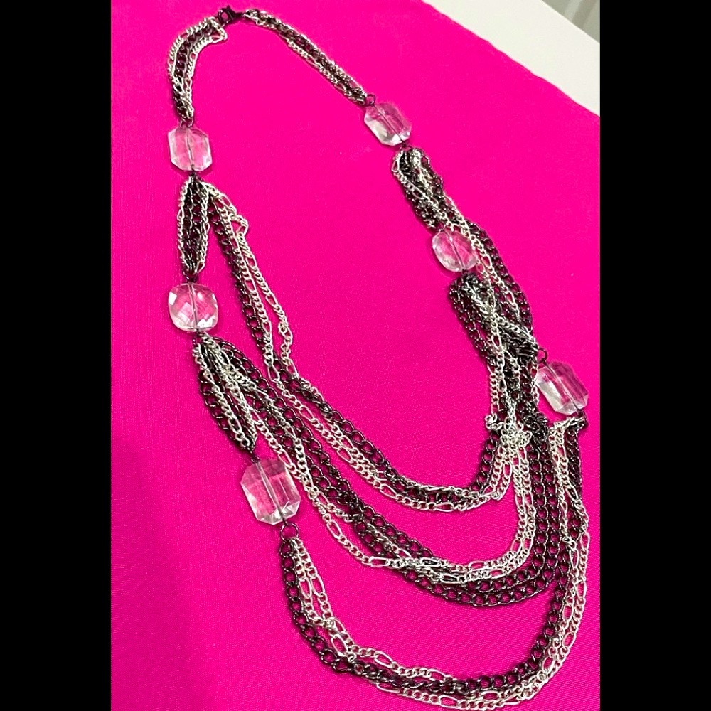Vera Wang Statement Necklace Silver, Black,Crystal